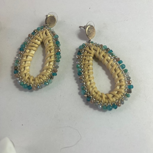 Rattan Statement Woven Women Drop Dangle Earrings. - Picture 3 of 5
